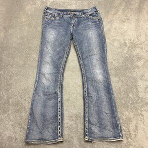 Silver Jeans Womens Blue Bootcut Jeans 32x32 Low Rise Suki Flap Pocket Denim